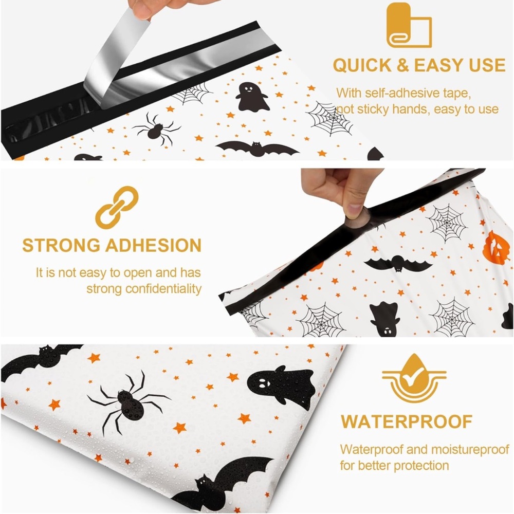 20 count 6x9 Halloween poly mailers bundle - plus mystery cards & stickers - Picture 5 of 6